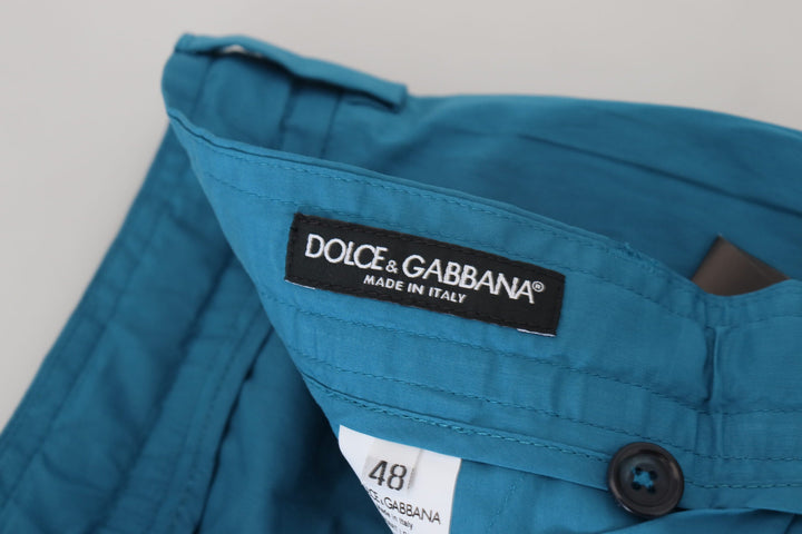 Men’s Dolce &amp; Gabbana Blue Cotton Chinos Trousers Pants