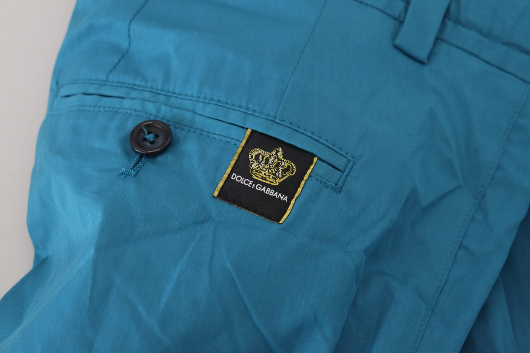 Men’s Dolce &amp; Gabbana Blue Cotton Chinos Trousers Pants