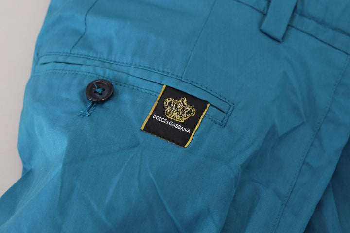 Men’s Dolce &amp; Gabbana Blue Cotton Chinos Trousers Pants