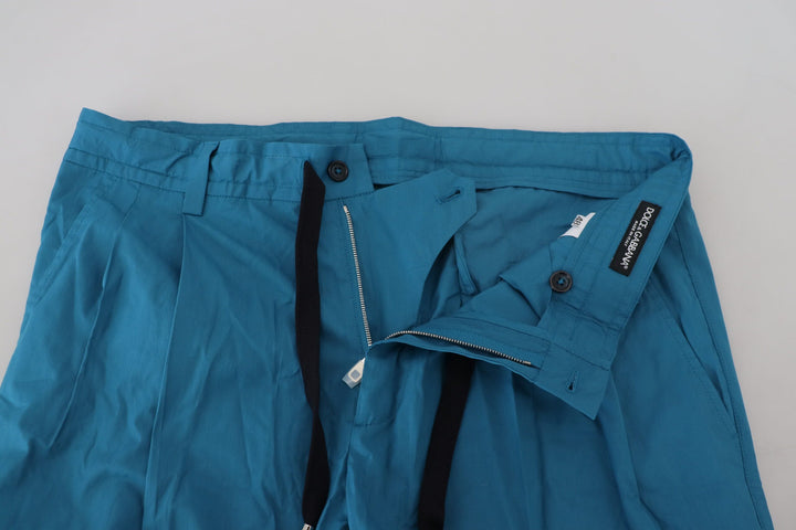Men’s Dolce &amp; Gabbana Blue Cotton Chinos Trousers Pants