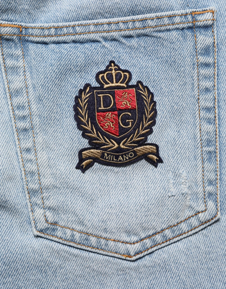 Men’s Dolce &amp; Gabbana Blue Cotton Distressed Denim Bermuda Shorts