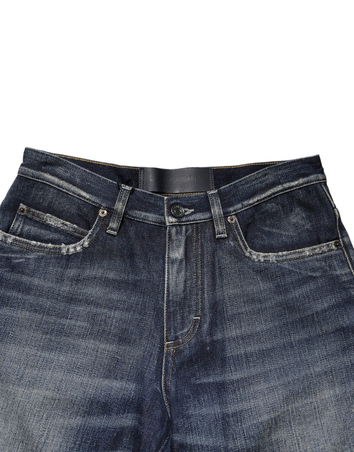 Men’s Dolce &amp; Gabbana Blue Cotton Distressed Denim Bermuda Shorts
