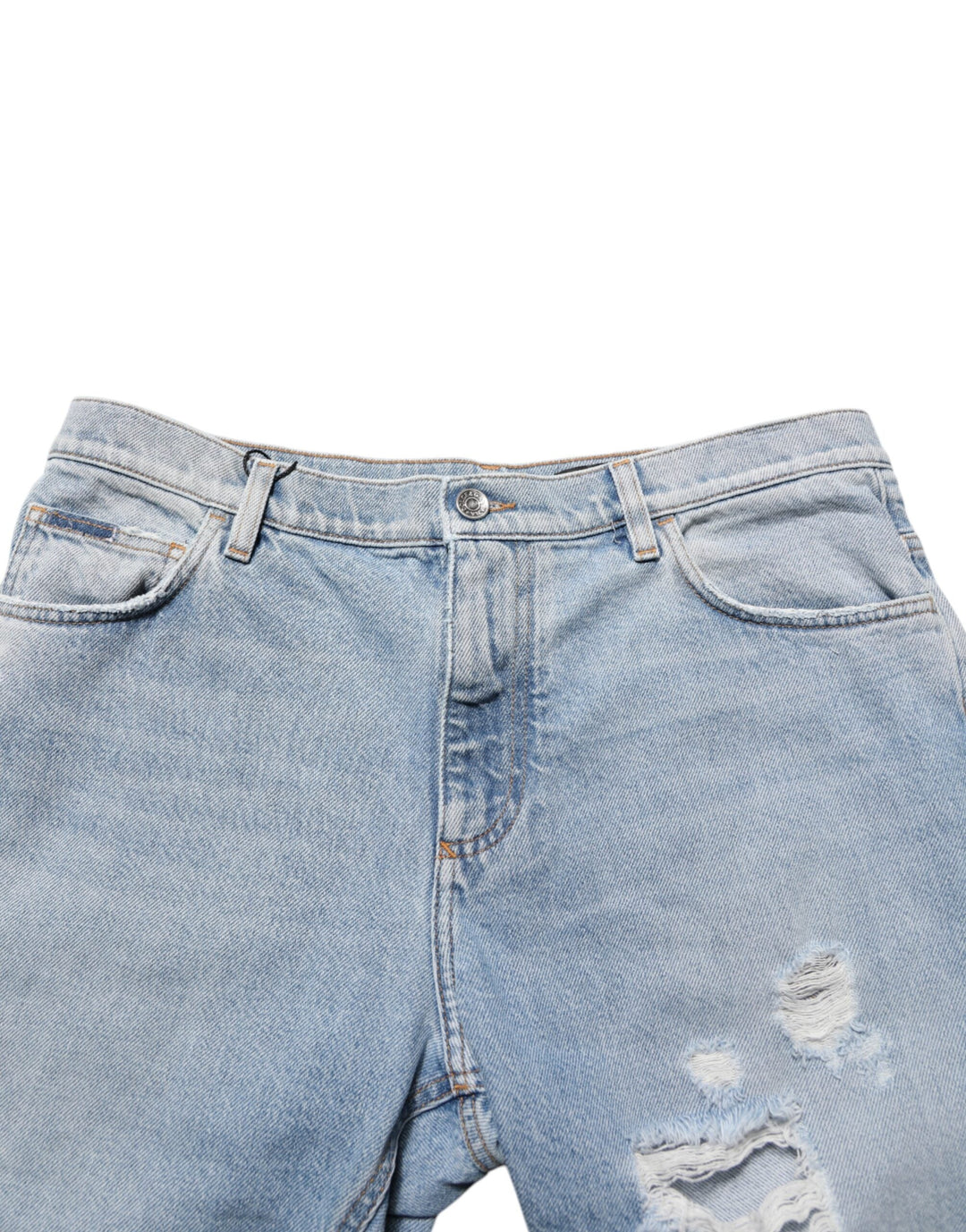 Men’s Dolce &amp; Gabbana Blue Cotton Distressed Denim Bermuda Shorts