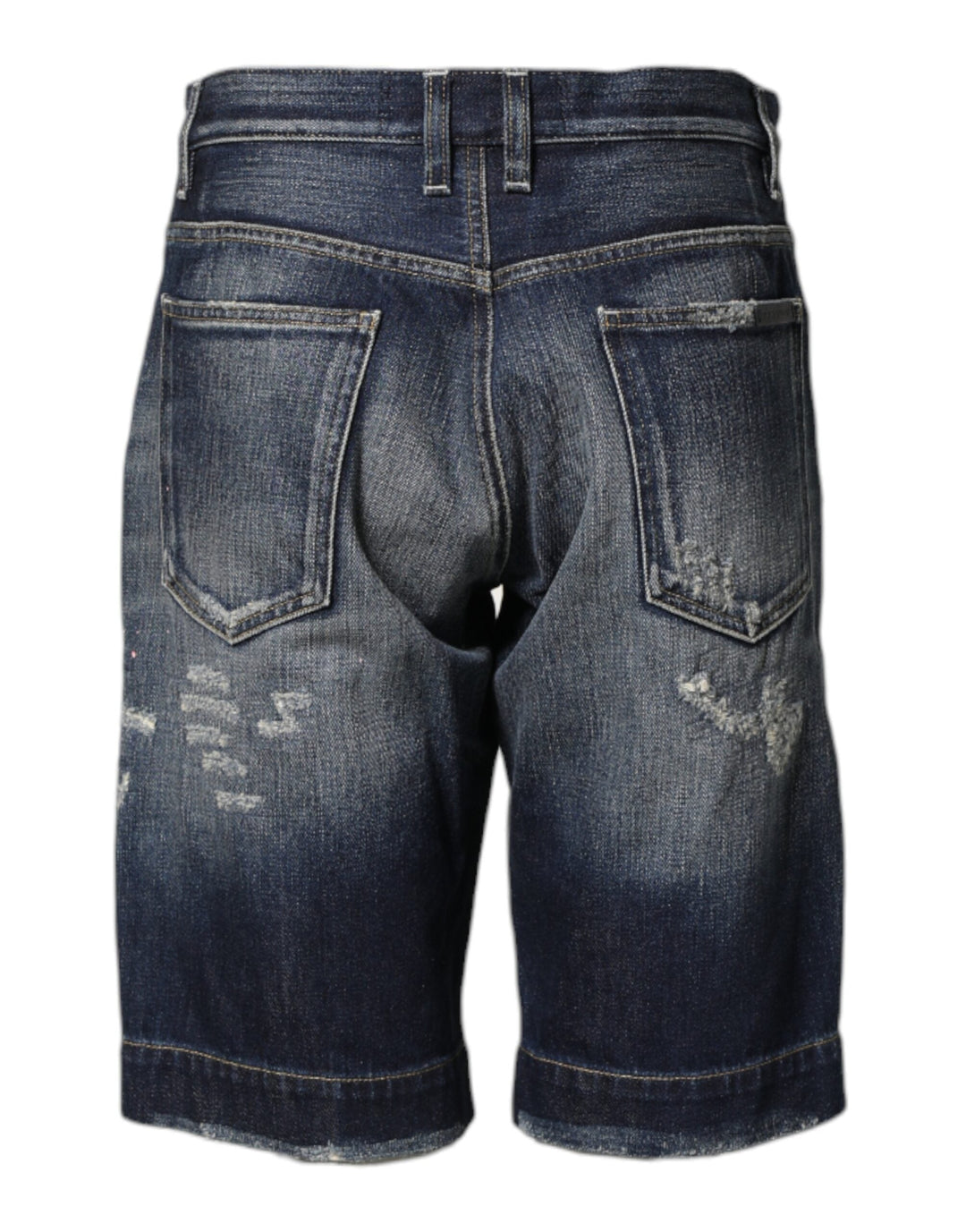Men’s Dolce &amp; Gabbana Blue Cotton Distressed Denim Bermuda Shorts