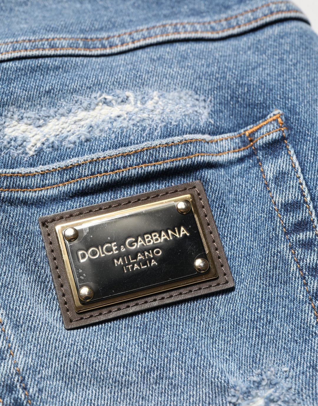 Men’s Dolce & Gabbana Blue Cotton Distressed Denim Bermuda Shorts
