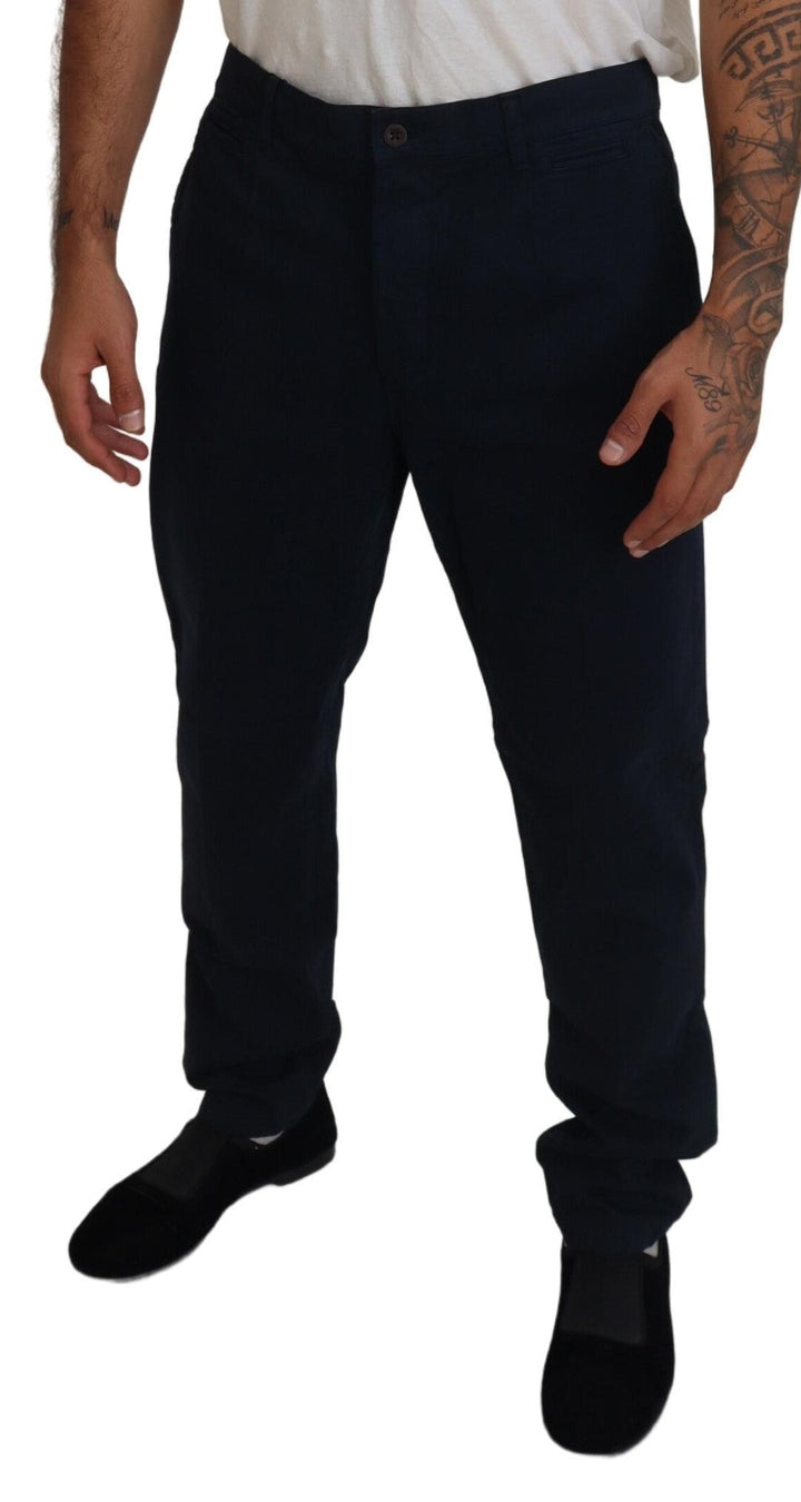Men’s Dolce &amp; Gabbana Blue Cotton Dress Formal Men Pants