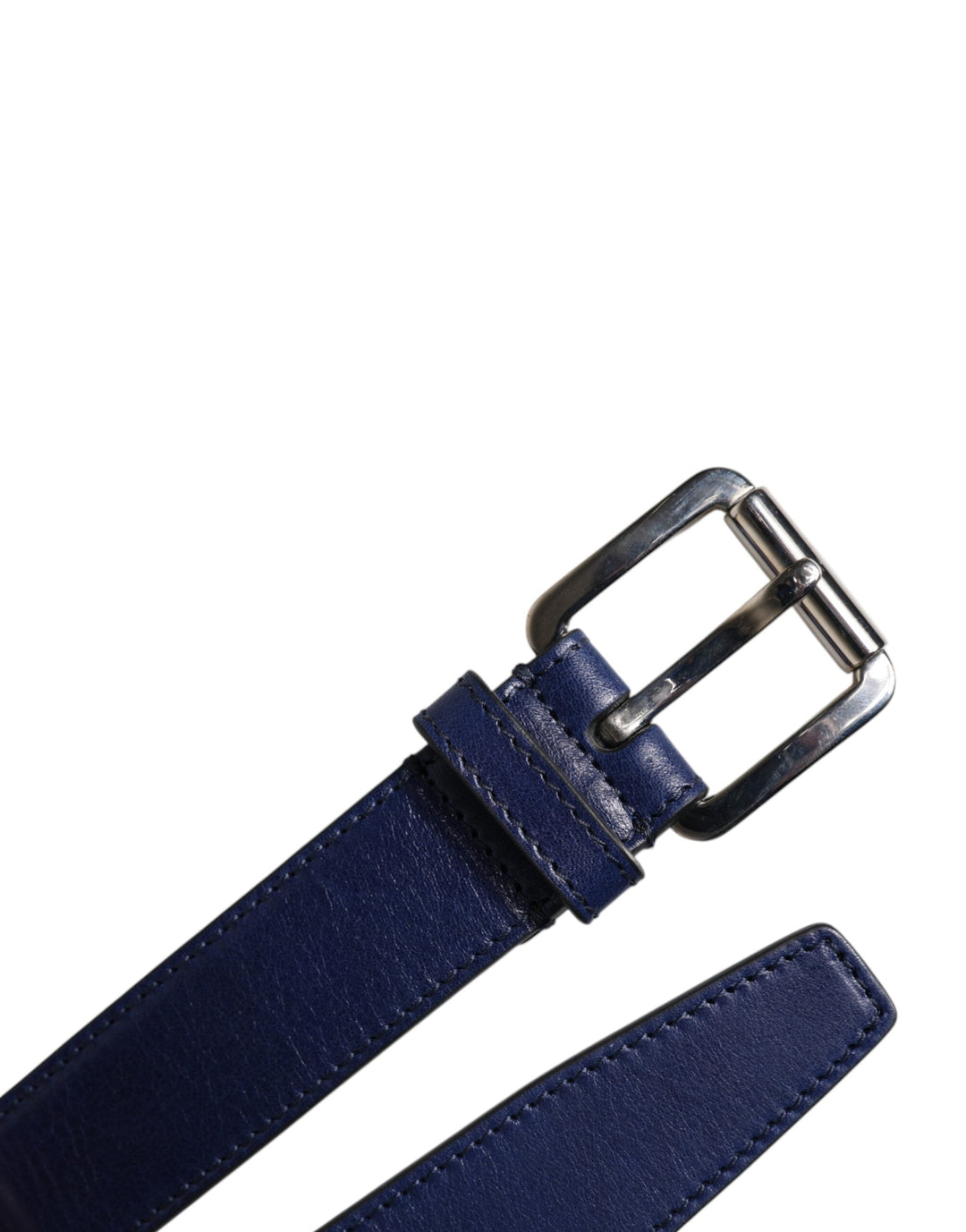 Dolce &amp; Gabbana Blue Cotton Leather Printed Metal Buckle Belt