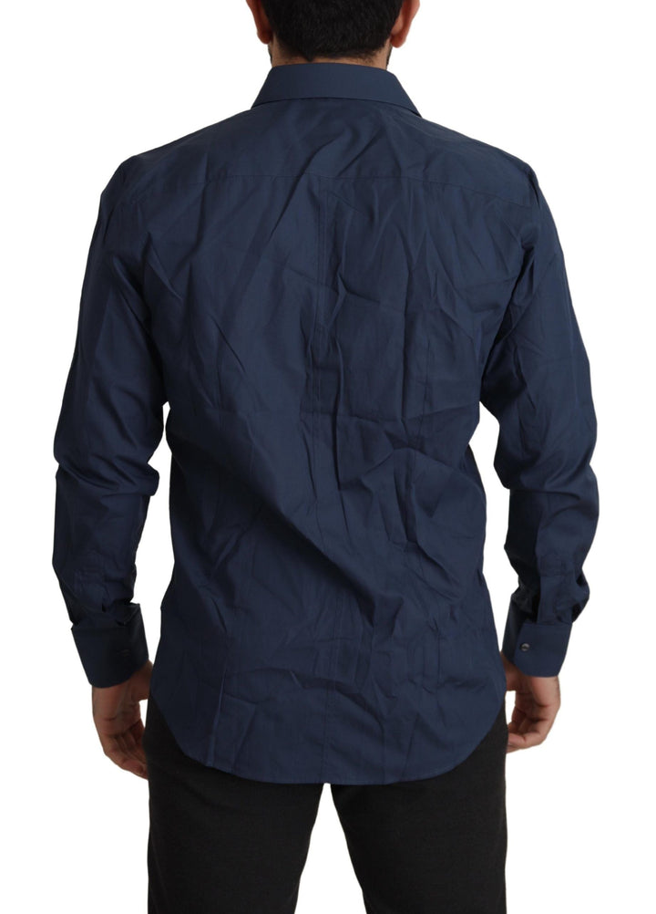 Men’s Dolce &amp; Gabbana Blue Cotton Martini Slim Fit Dress Shirt
