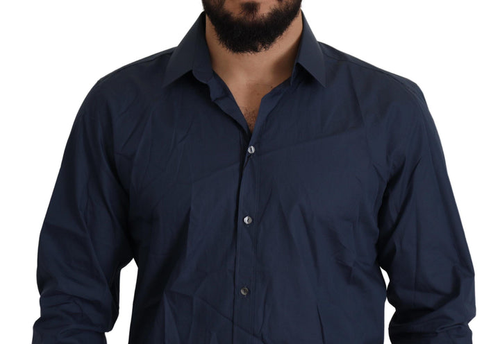 Men’s Dolce &amp; Gabbana Blue Cotton Martini Slim Fit Dress Shirt