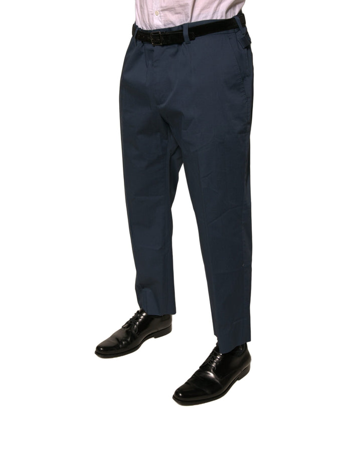 Men’s Dolce &amp; Gabbana Blue Cotton Men Skinny Dress Pants