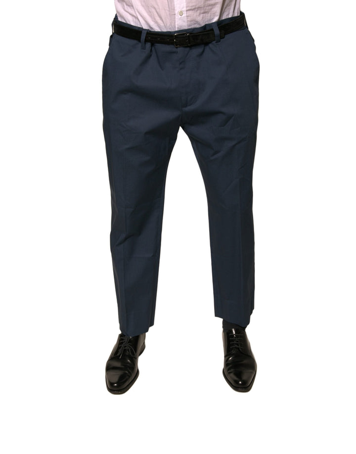 Men’s Dolce &amp; Gabbana Blue Cotton Men Skinny Dress Pants