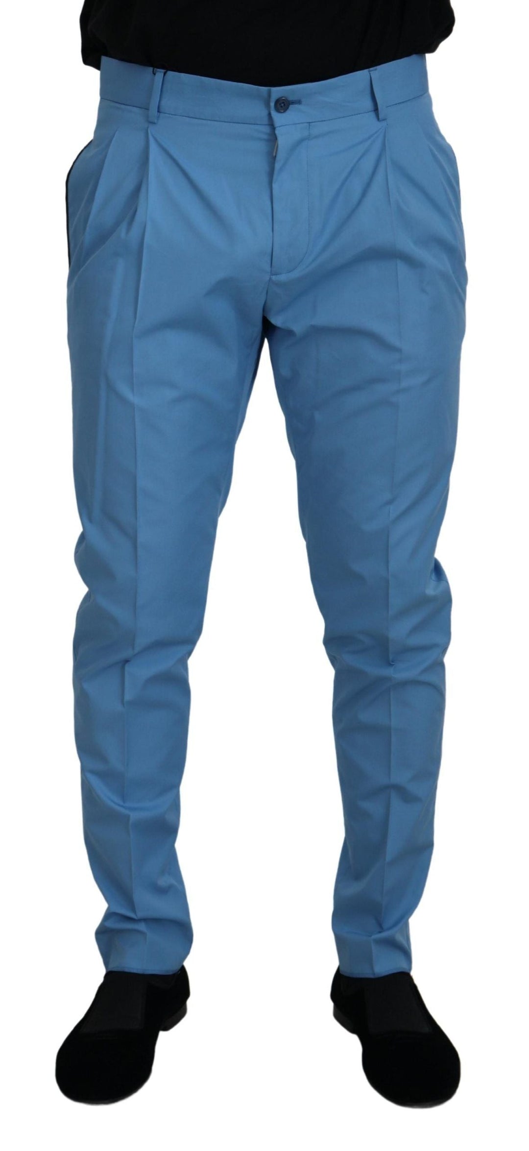 Men’s Dolce &amp; Gabbana Blue Cotton Silk Trousers Chinos Pants