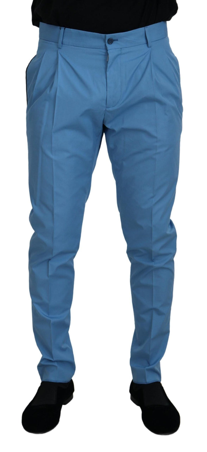 Men’s Dolce &amp; Gabbana Blue Cotton Silk Trousers Chinos Pants