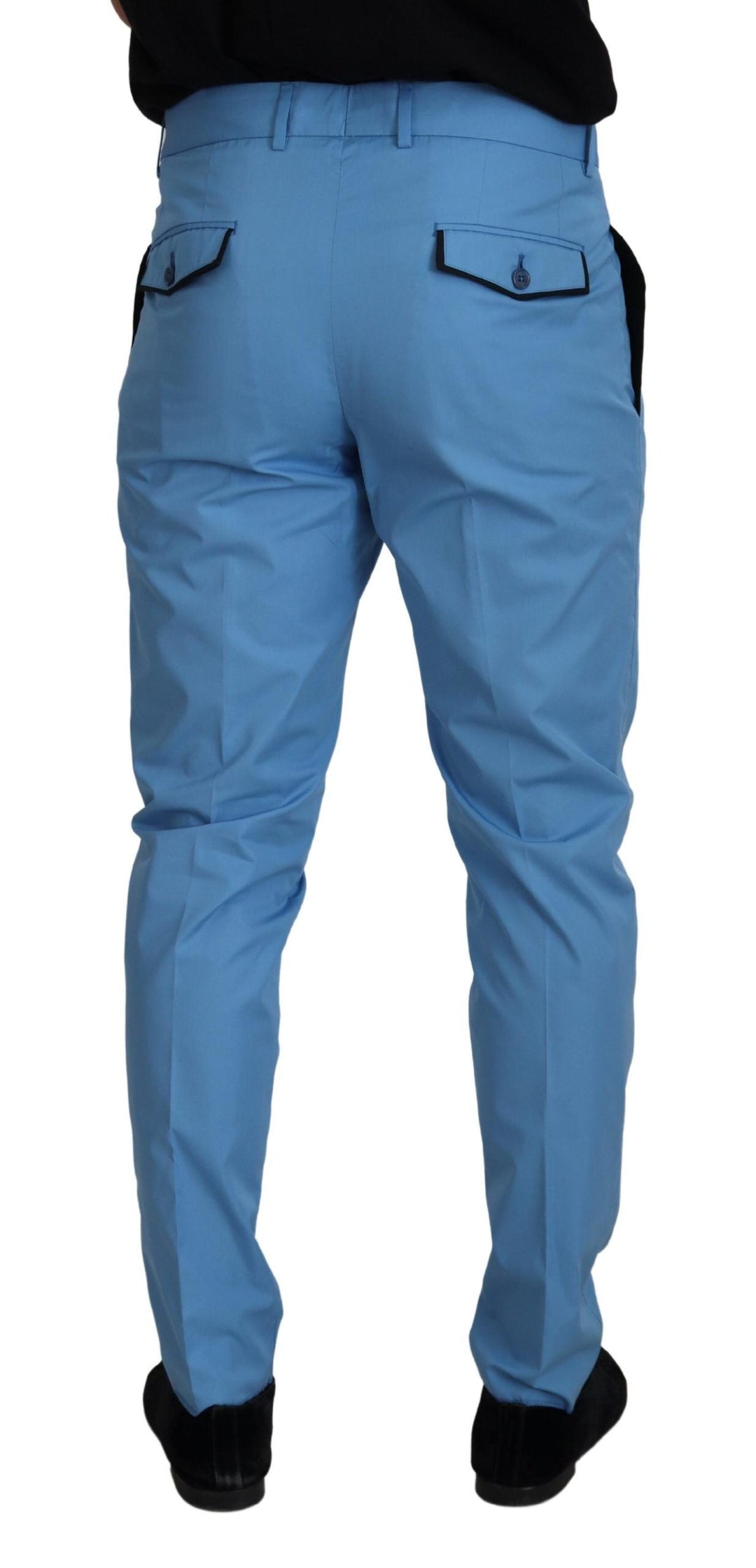 Men’s Dolce &amp; Gabbana Blue Cotton Silk Trousers Chinos Pants