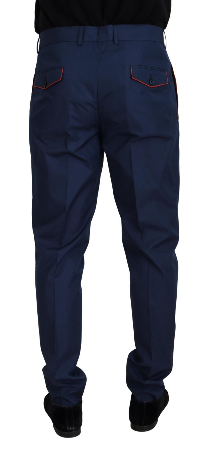 Men’s Dolce &amp; Gabbana Blue Cotton Silk Trousers Chinos Pants