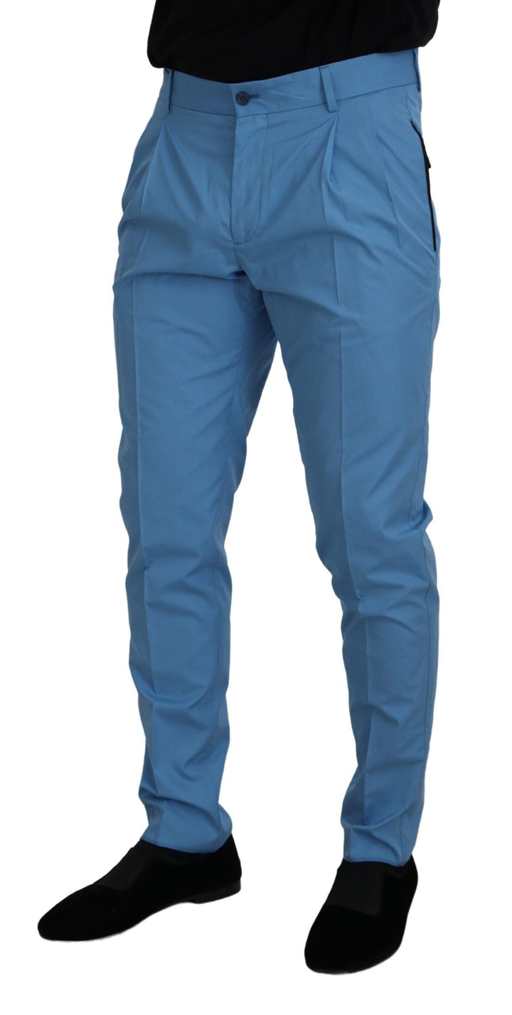 Men’s Dolce &amp; Gabbana Blue Cotton Silk Trousers Chinos Pants