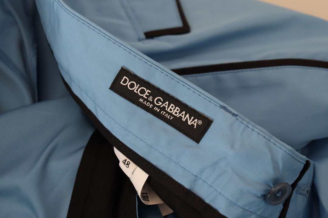 Men’s Dolce &amp; Gabbana Blue Cotton Silk Trousers Chinos Pants