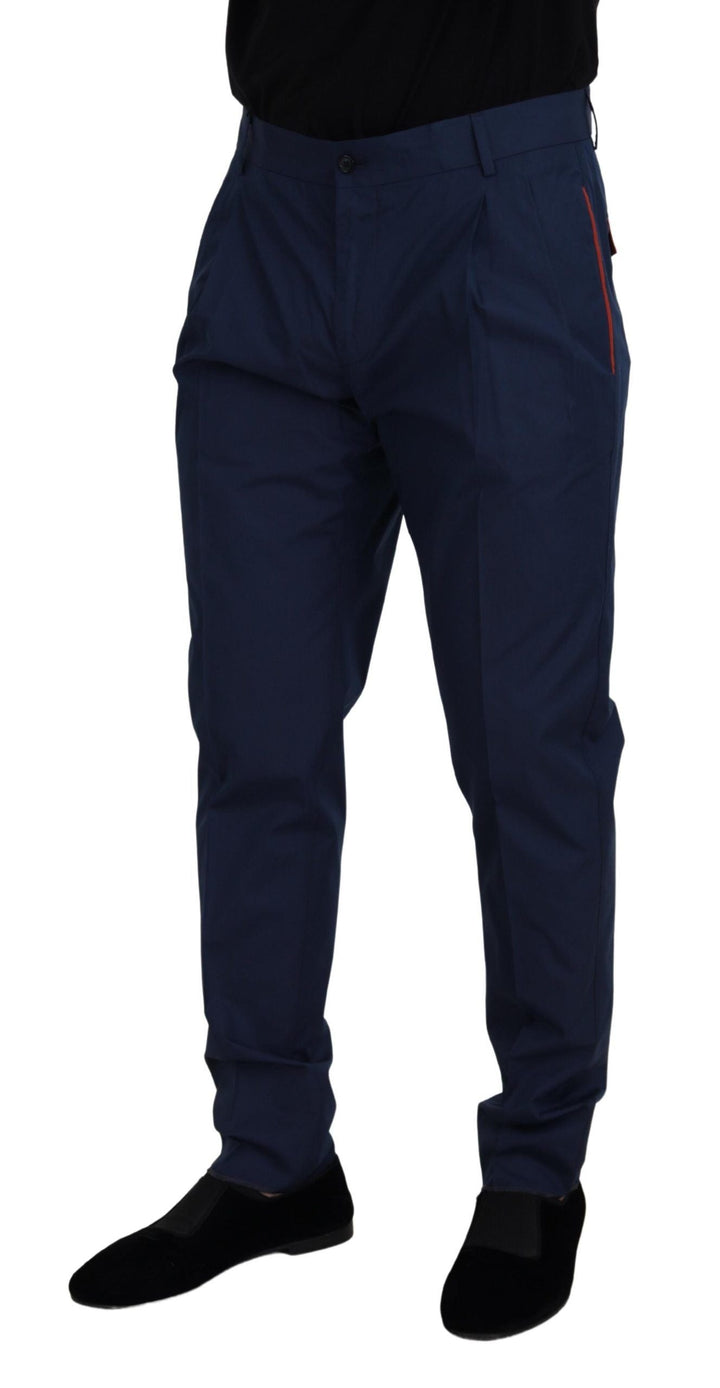 Men’s Dolce &amp; Gabbana Blue Cotton Silk Trousers Chinos Pants