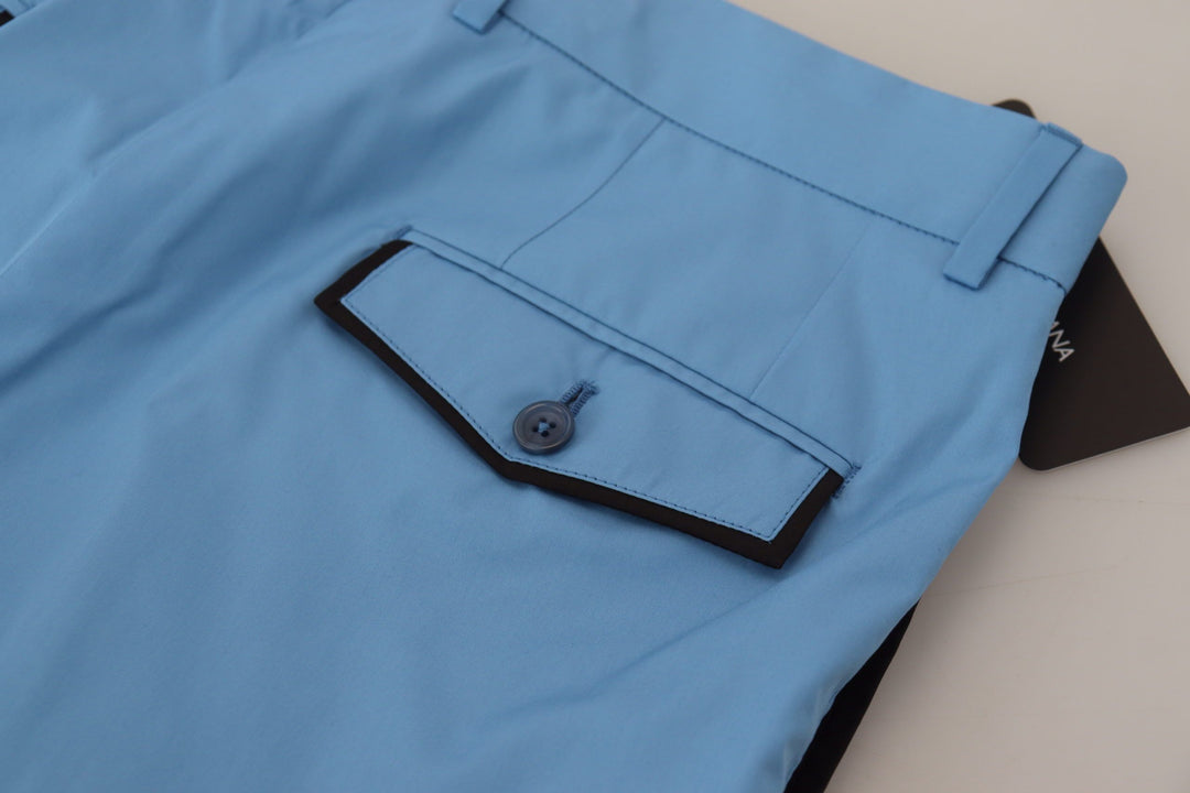 Men’s Dolce &amp; Gabbana Blue Cotton Silk Trousers Chinos Pants