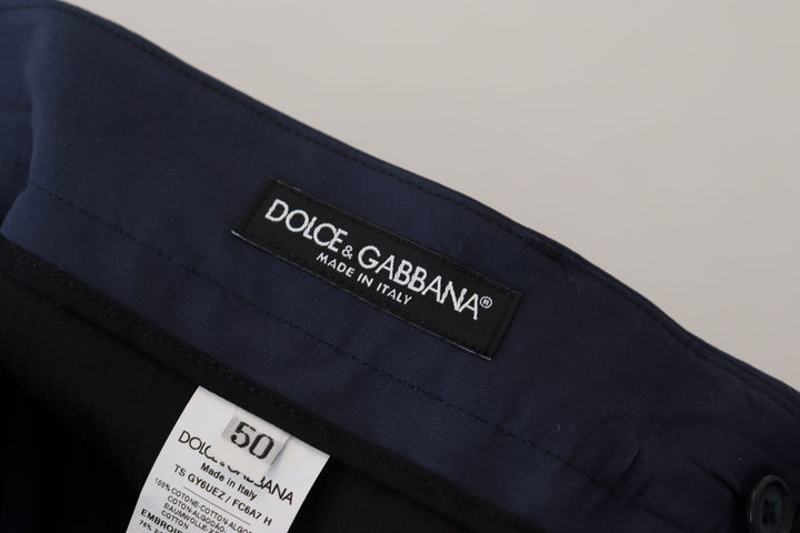 Men’s Dolce &amp; Gabbana Blue Cotton Slim Trousers Chinos Pants