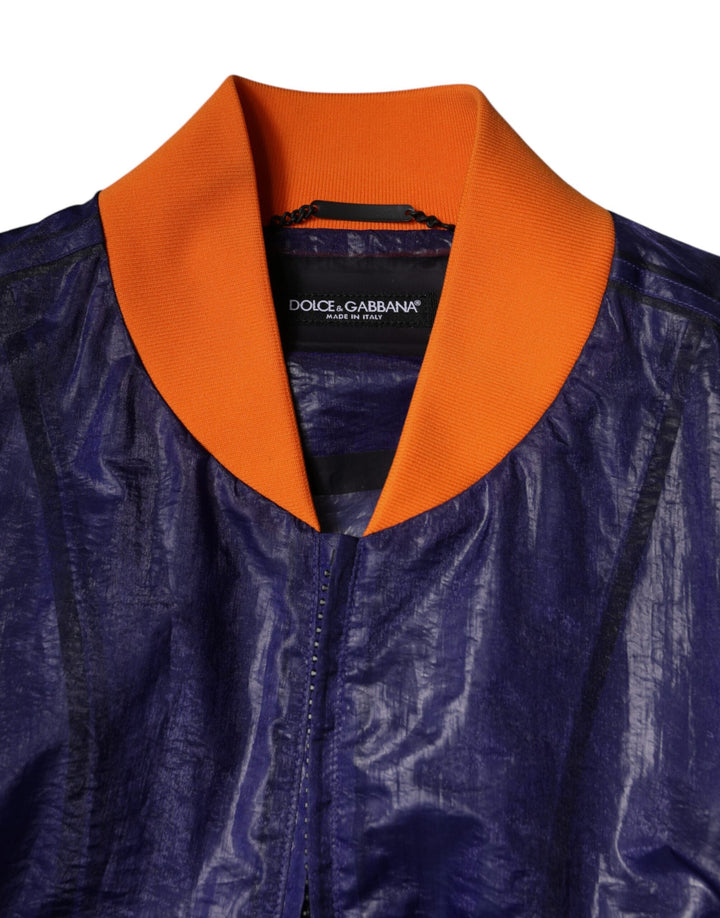 Men’s Dolce &amp; Gabbana Blue Cotton Stretch Full Zip Bomber Jacket