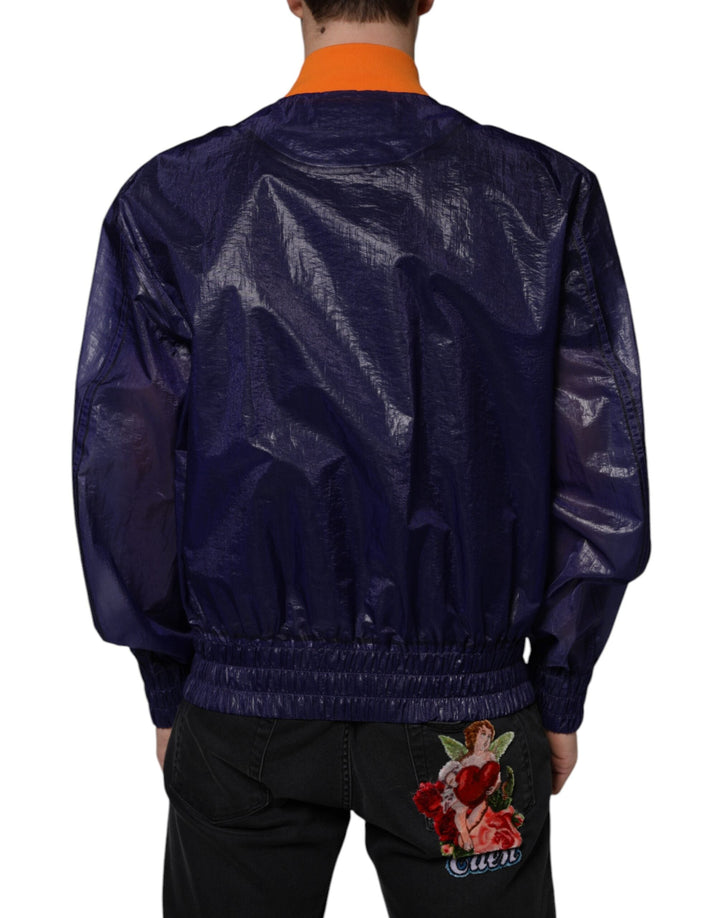 Men’s Dolce &amp; Gabbana Blue Cotton Stretch Full Zip Bomber Jacket