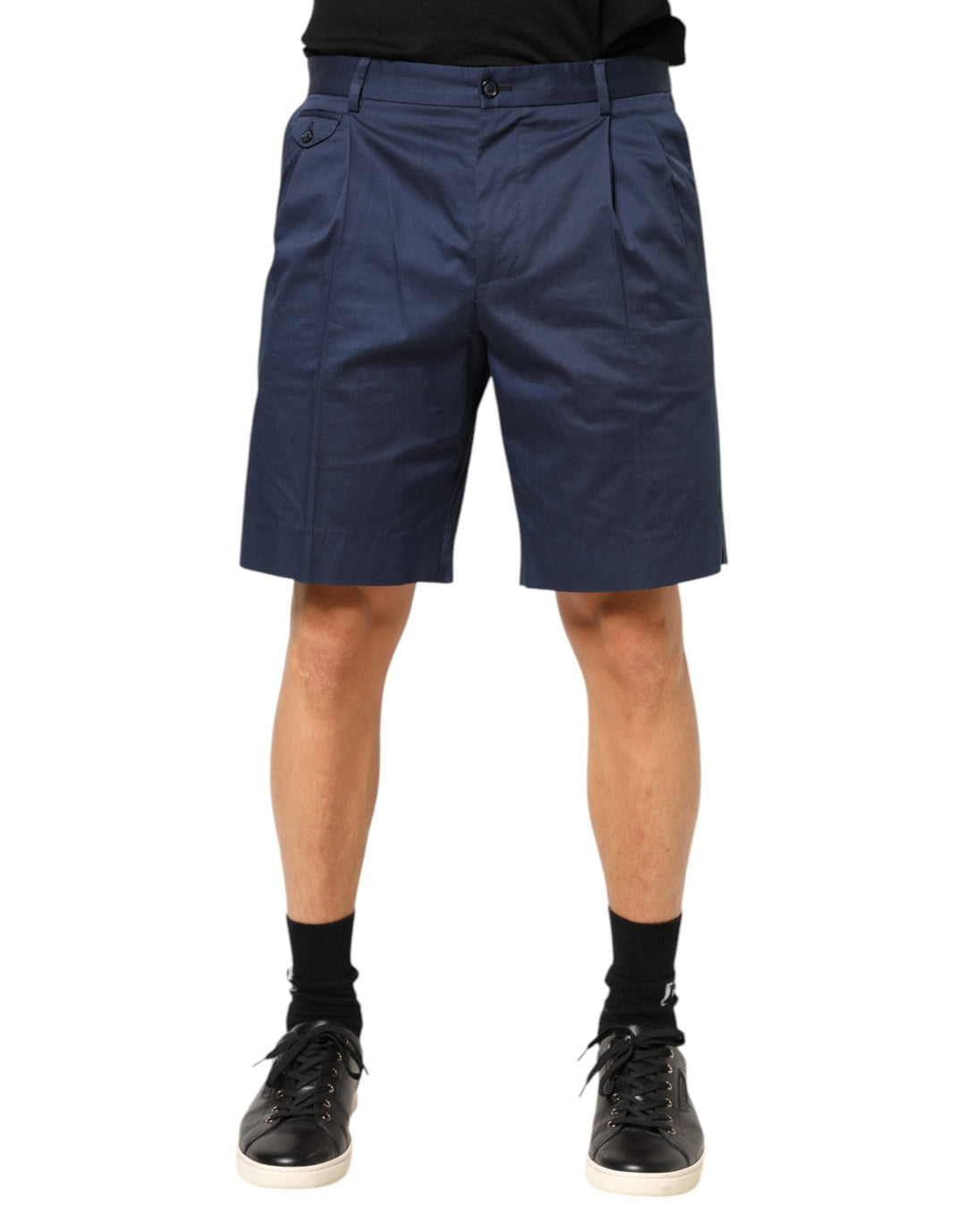 Men’s Dolce &amp; Gabbana Blue Cotton Stretch Mid Waist Bermuda Shorts
