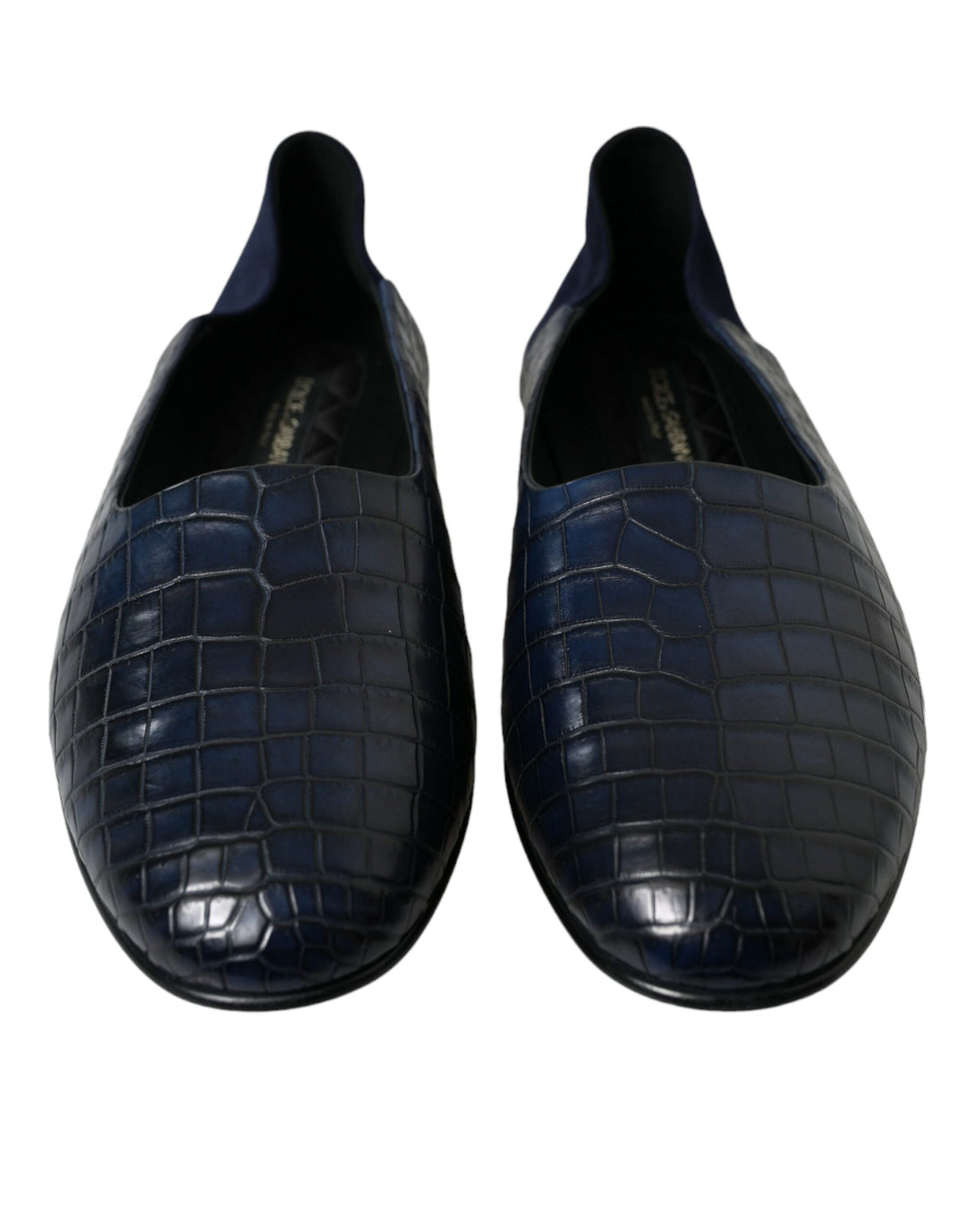 Men’s Dolce &amp; Gabbana Blue Crocodile Leather Loafers Slip on Shoes