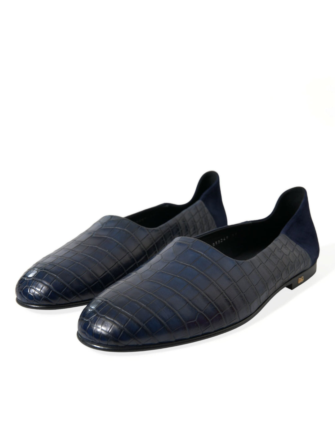 Men’s Dolce &amp; Gabbana Blue Crocodile Leather Loafers Slip on Shoes
