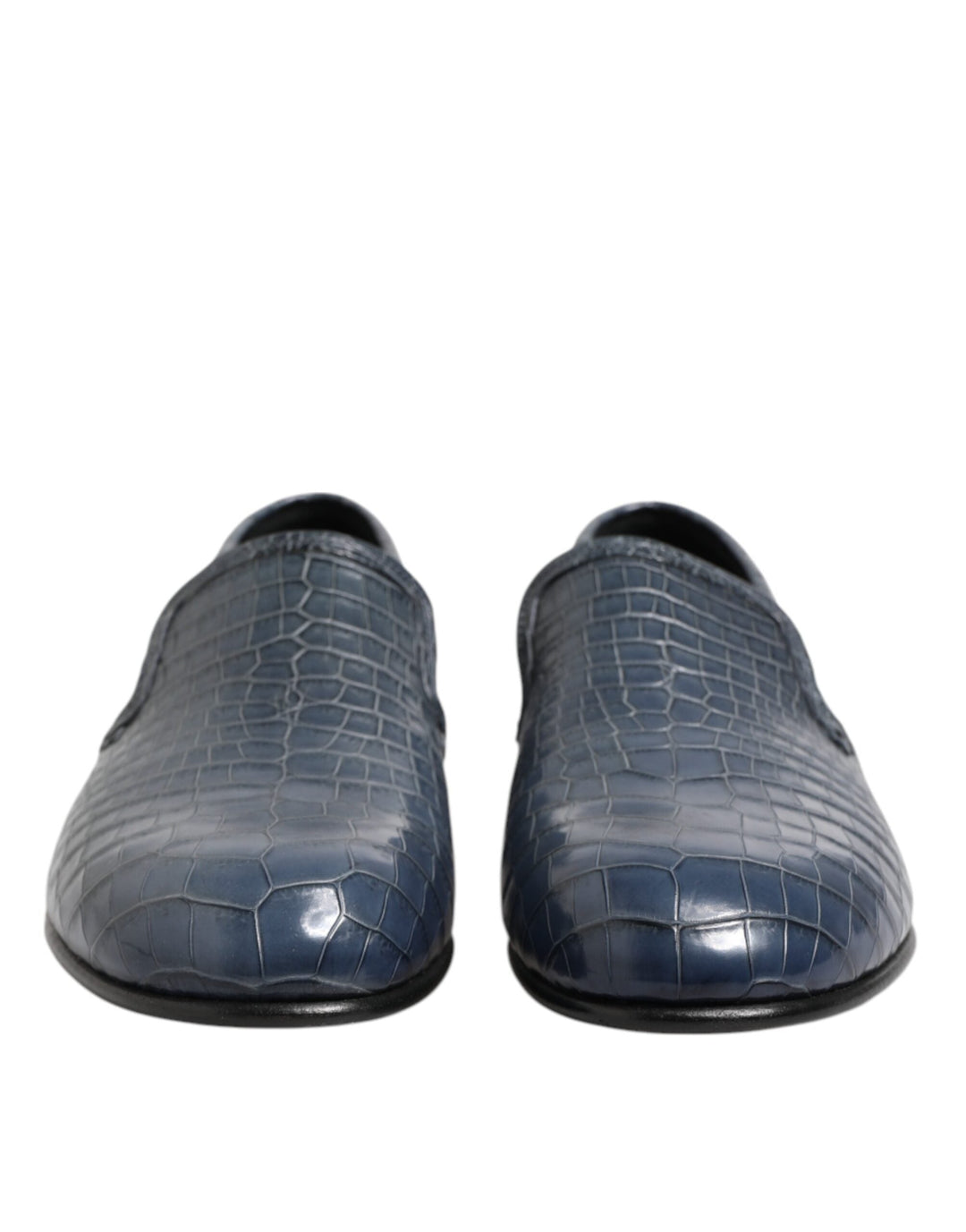 Men’s Dolce &amp; Gabbana Blue Exotic Leather Slip on Loafers Men Dress Shoes