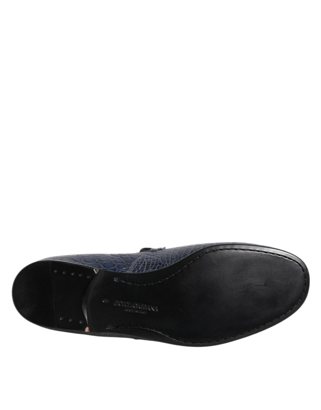 Men’s Dolce &amp; Gabbana Blue Exotic Leather Slip on Loafers Men Dress Shoes