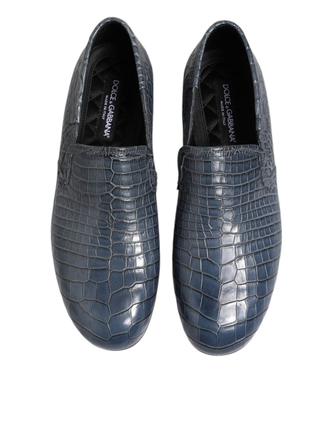 Men’s Dolce &amp; Gabbana Blue Exotic Leather Slip on Loafers Men Dress Shoes