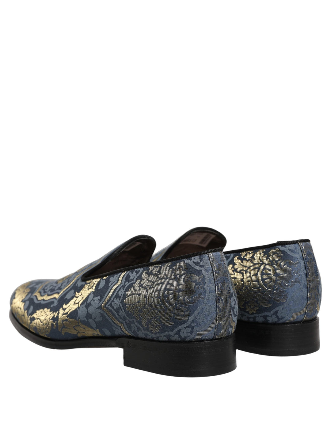 Men’s Dolce &amp; Gabbana Blue Floral Brocade Slip on Loafers Shoes