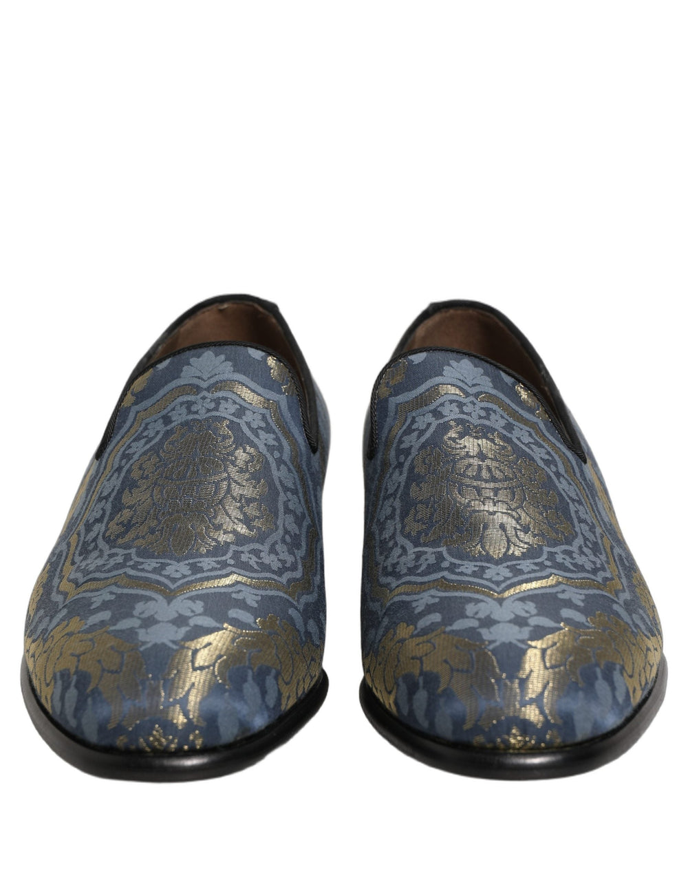 Men’s Dolce & Gabbana Blue Floral Brocade Slip on Loafers Shoes