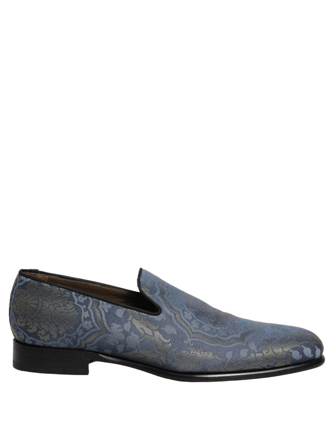 Men’s Dolce &amp; Gabbana Blue Floral Brocade Slip on Loafers Shoes