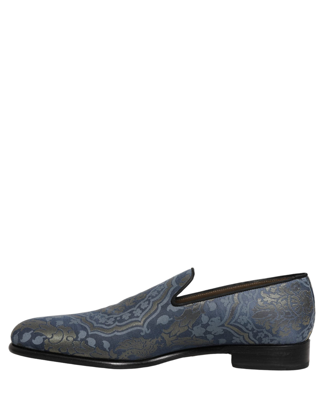 Men’s Dolce &amp; Gabbana Blue Floral Brocade Slip on Loafers Shoes