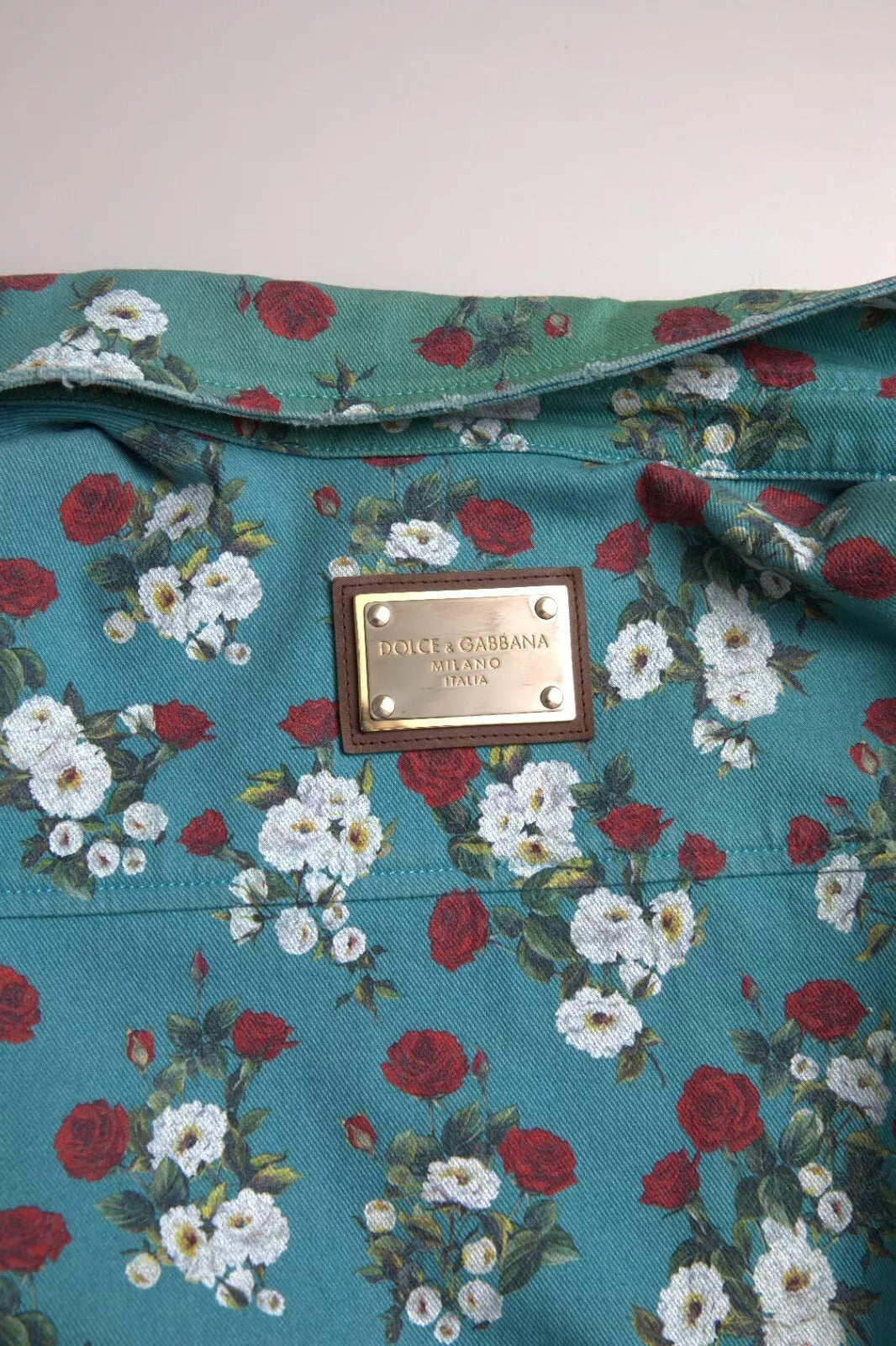 Dolce &amp; Gabbana Blue Floral Cotton Button Down Denim Shirt