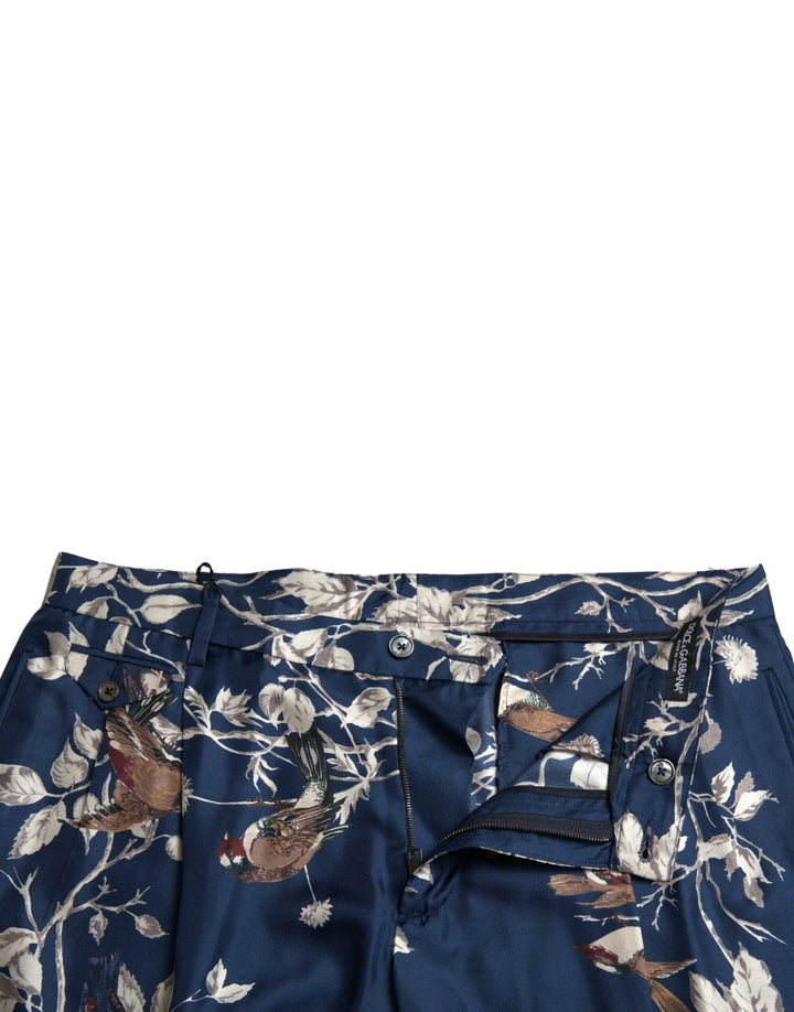 Men’s Dolce &amp; Gabbana Blue Floral Print Silk Men Bermuda Shorts