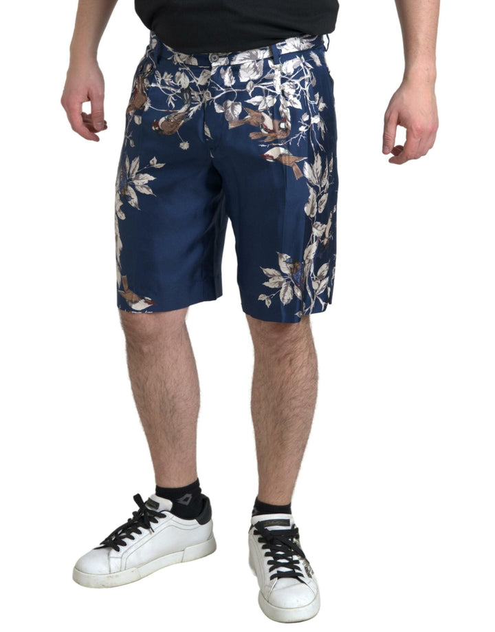 Men’s Dolce &amp; Gabbana Blue Floral Print Silk Men Bermuda Shorts
