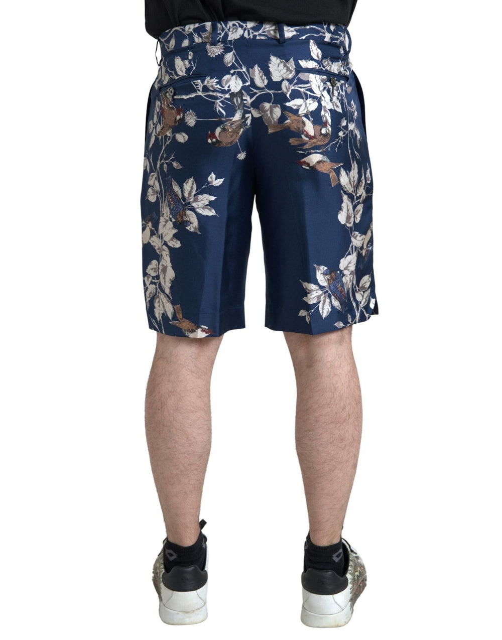 Men’s Dolce & Gabbana Blue Floral Print Silk Men Bermuda Shorts