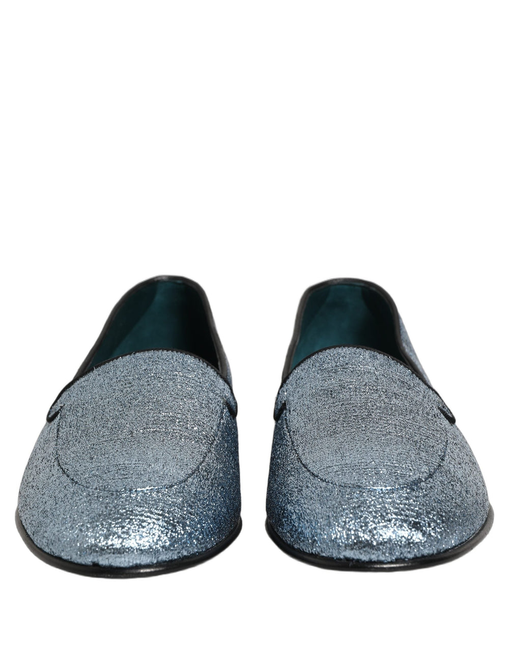 Men’s Dolce & Gabbana Blue Glitter Lurex Dg Logo Dress Loafers Shoes