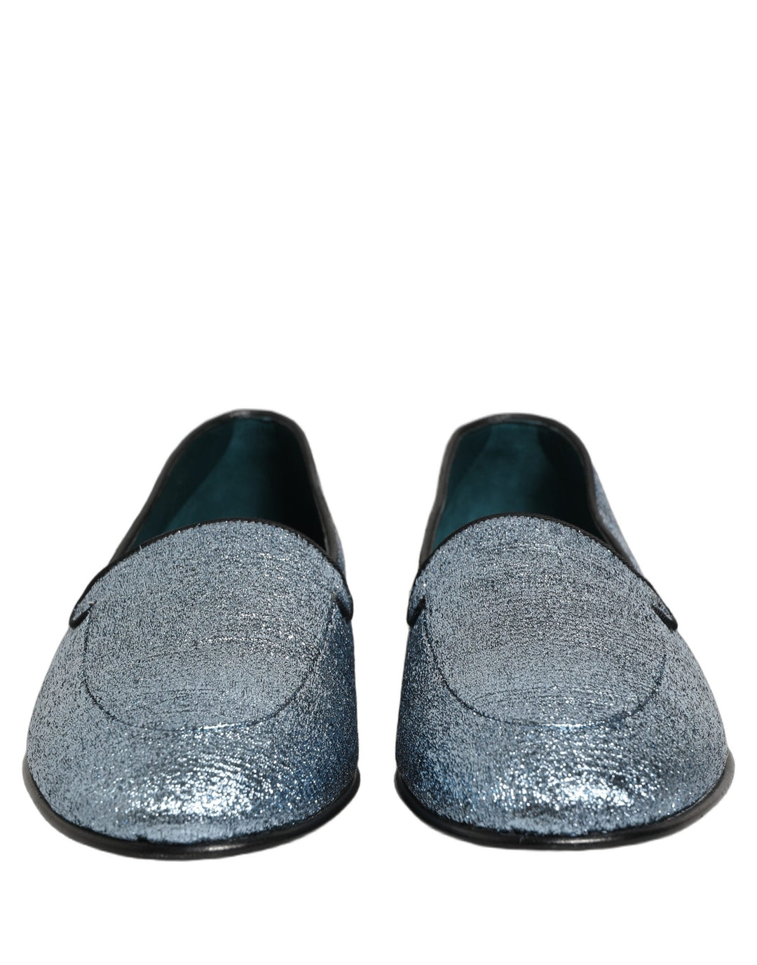 Men’s Dolce &amp; Gabbana Blue Glitter Lurex Dg Logo Dress Loafers Shoes