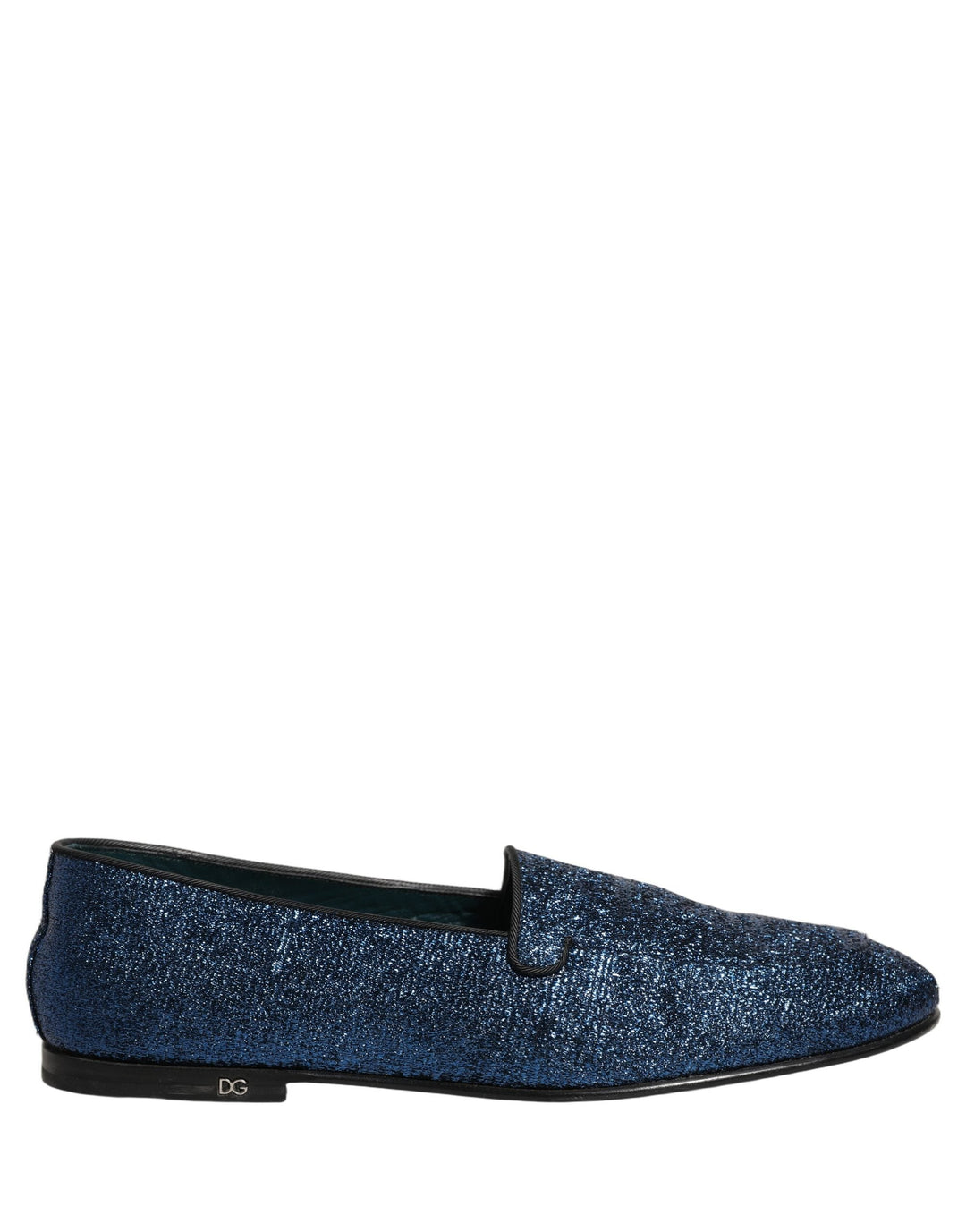 Men’s Dolce &amp; Gabbana Blue Glitter Lurex Dg Logo Dress Loafers Shoes