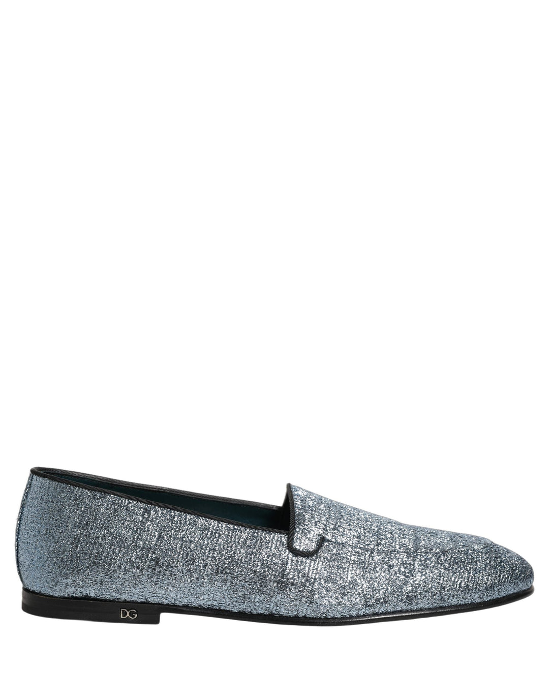 Men’s Dolce &amp; Gabbana Blue Glitter Lurex Dg Logo Dress Loafers Shoes