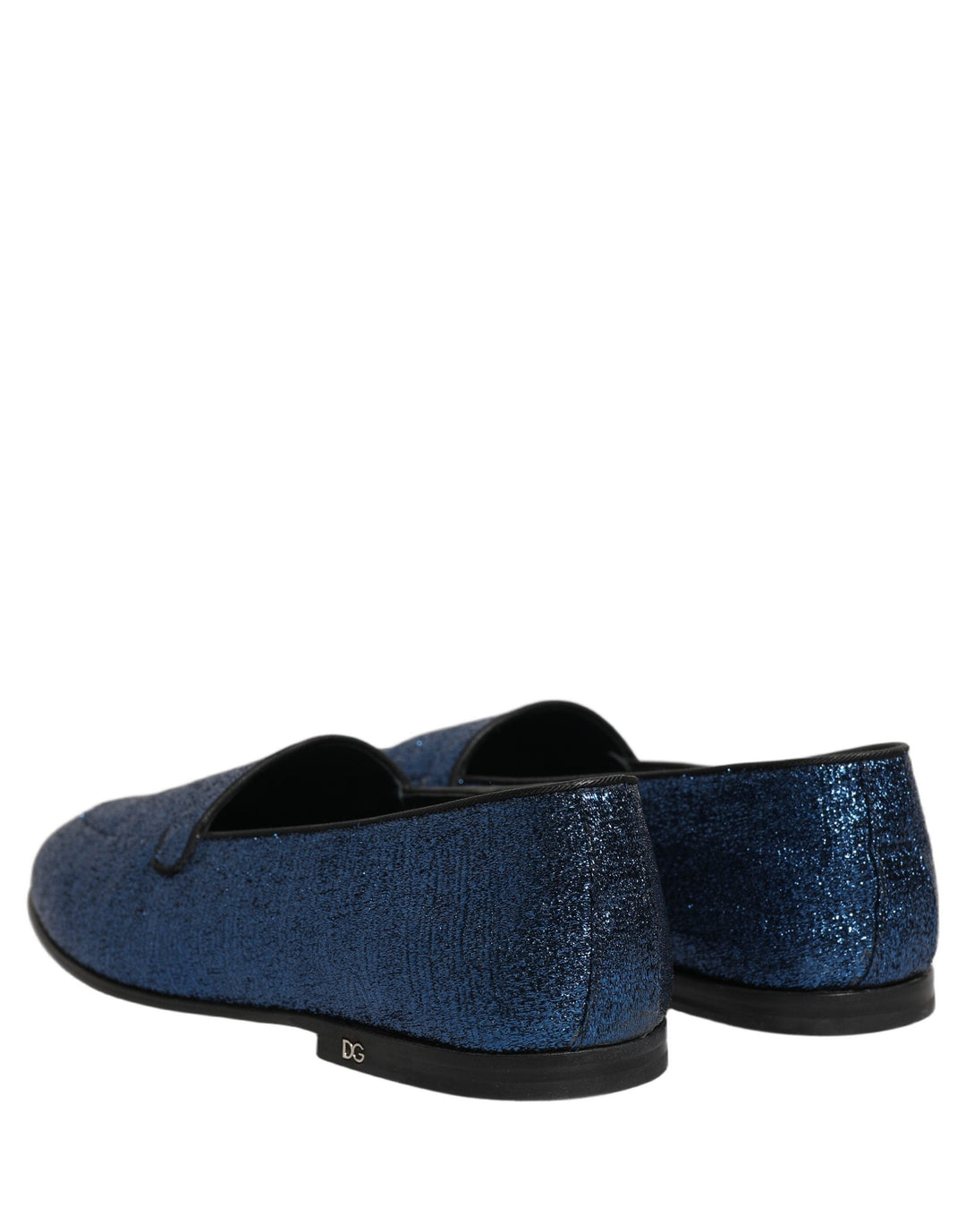 Men’s Dolce &amp; Gabbana Blue Glitter Lurex Dg Logo Dress Loafers Shoes
