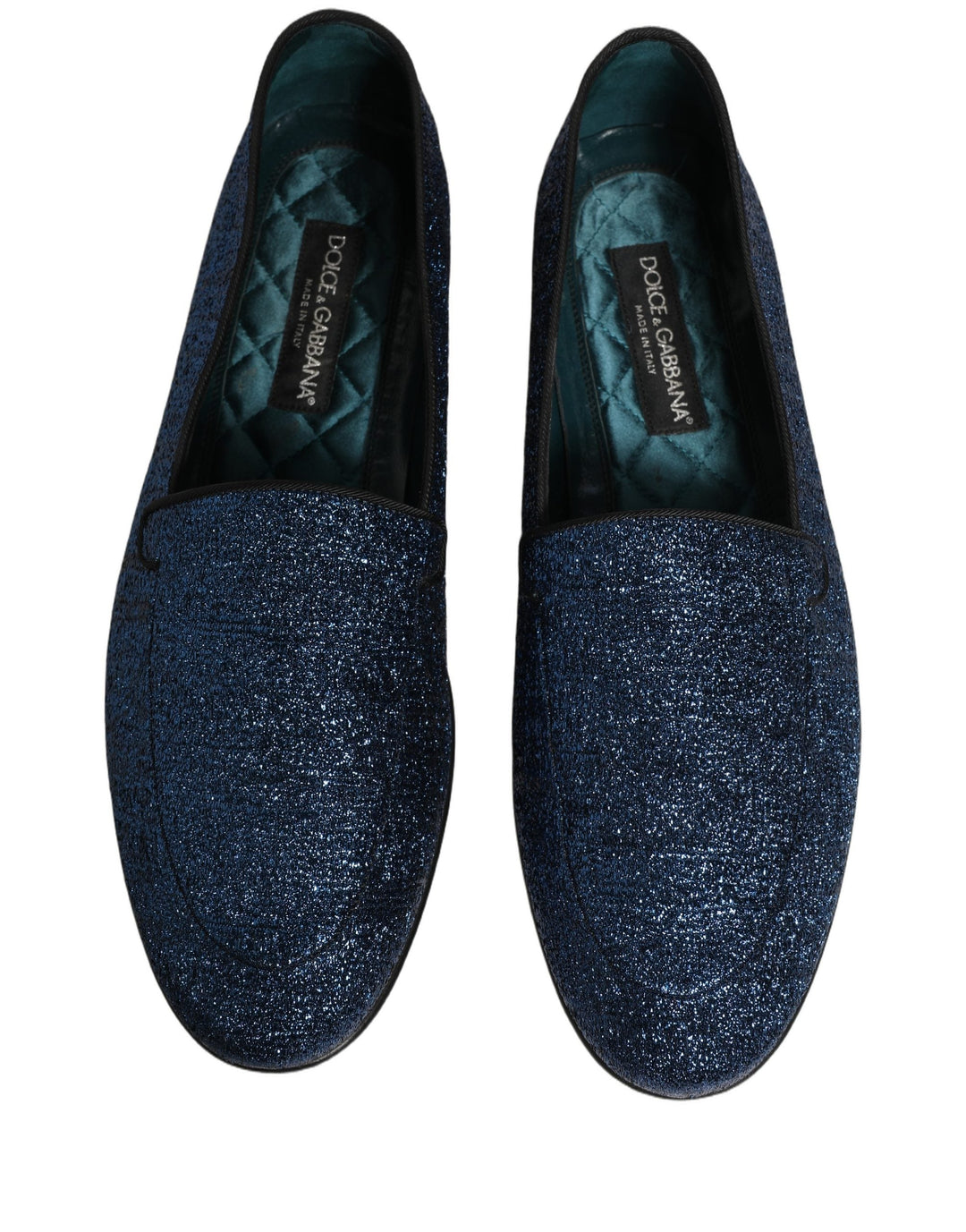 Men’s Dolce &amp; Gabbana Blue Glitter Lurex Dg Logo Dress Loafers Shoes