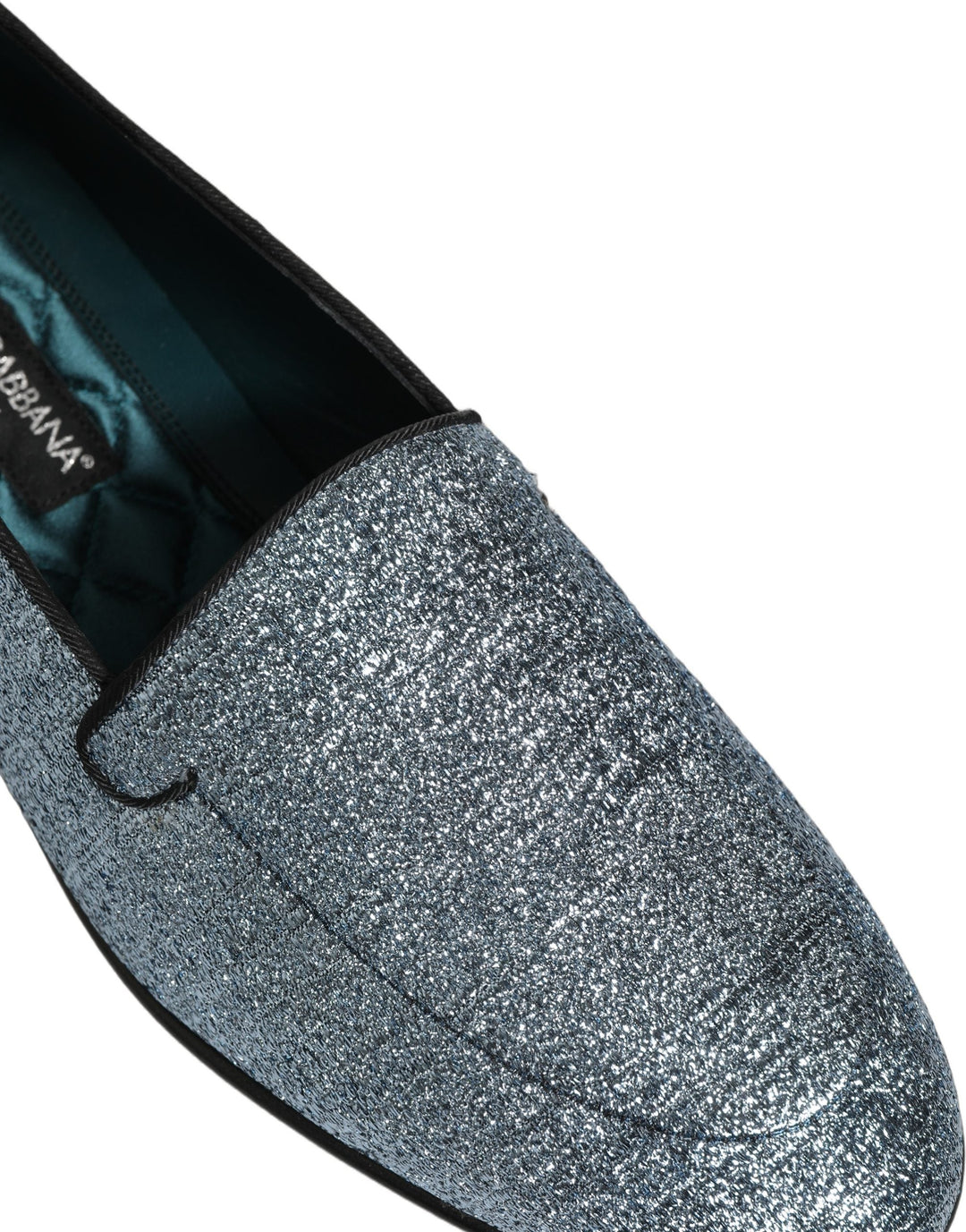 Men’s Dolce &amp; Gabbana Blue Glitter Lurex Dg Logo Dress Loafers Shoes