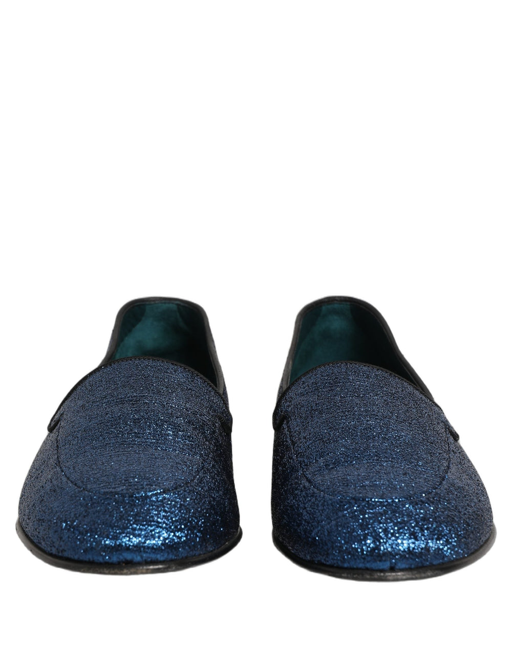 Men’s Dolce & Gabbana Blue Glitter Lurex Dg Logo Dress Loafers Shoes