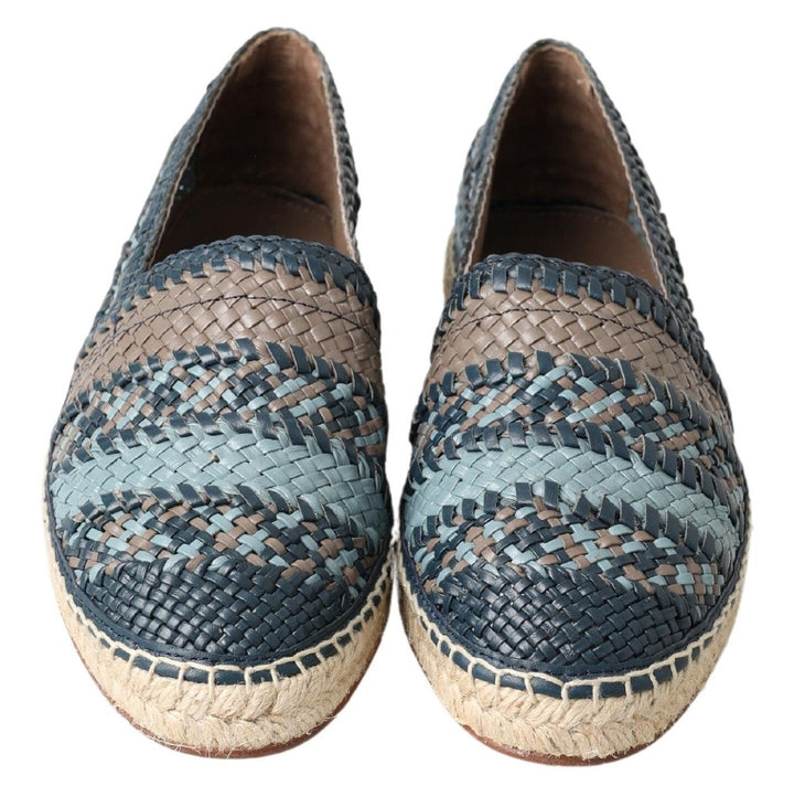 Men’s Dolce &amp; Gabbana Blue Gray Leather Buffalo Espadrille Shoes