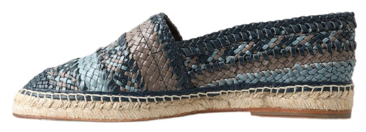Men’s Dolce &amp; Gabbana Blue Gray Leather Buffalo Espadrille Shoes
